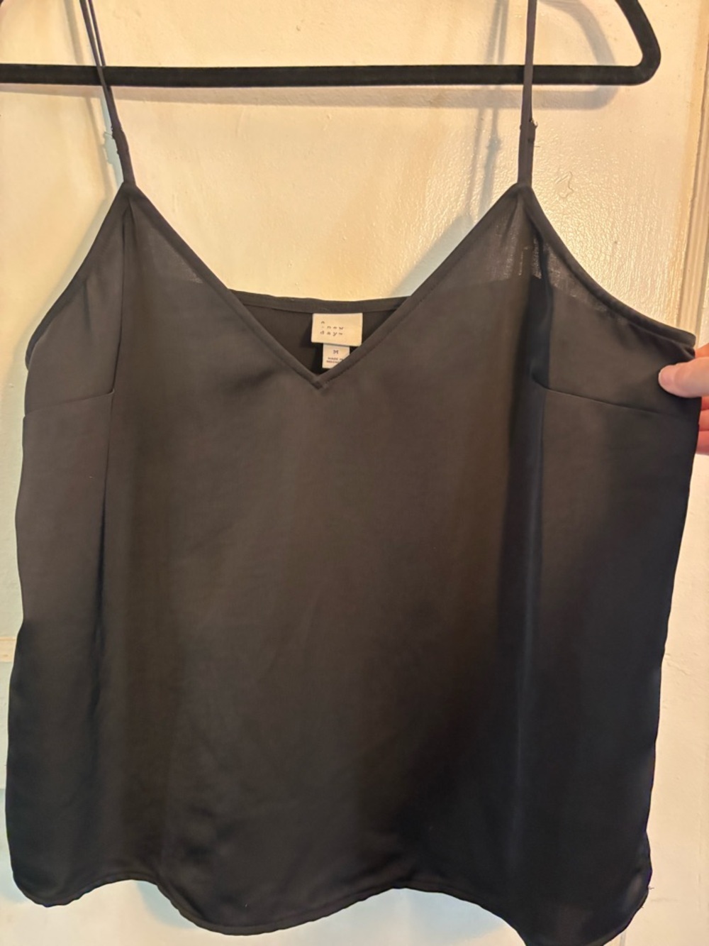 a new day Black V-Neck Satin Camisole